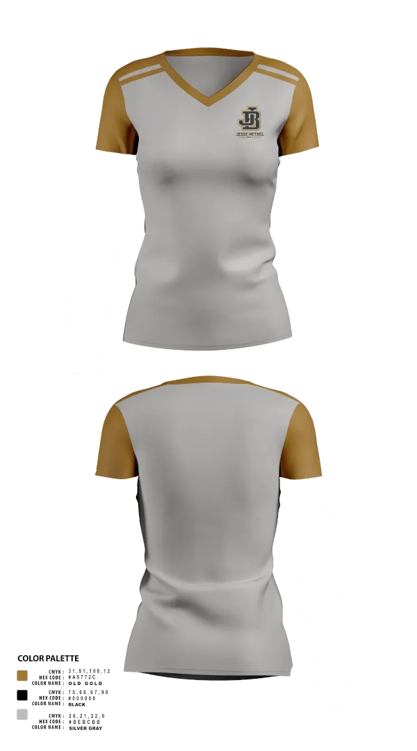 Womens Short Sleeve Vneck Shirt, Jesse Bethel High School, Golf, Teamtime, Team time, sublimation, custom sports apparel, team uniforms, spirit wear, spiritwear, sports uniforms, custom shirts, team store, custom team store, fundraiser sports, apparel fundraiser