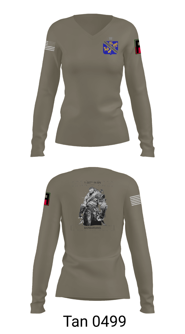 Womens Long Sleeve Vneck Shirt, 1-306th IN BN, , Teamtime, Team time, sublimation, custom sports apparel, team uniforms, spirit wear, spiritwear, sports uniforms, custom shirts, team store, custom team store, fundraiser sports, apparel fundraiser