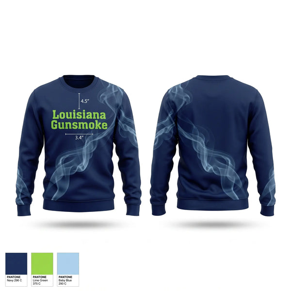 Crew Neck Sweatshirt, Louisiana Gunsmoke, Softball, Teamtime, Team time, sublimation, custom sports apparel, team uniforms, spirit wear, spiritwear, sports uniforms, custom shirts, team store, custom team store, fundraiser sports, apparel fundraiser