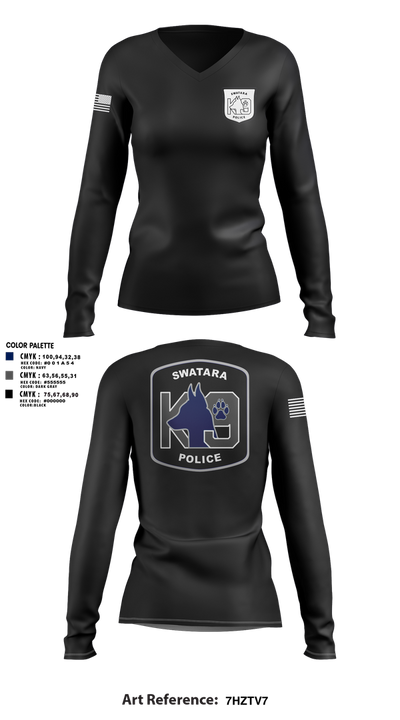 Swatara K9 68594895 Women's Long Sleeve V-neck Shirt - 3