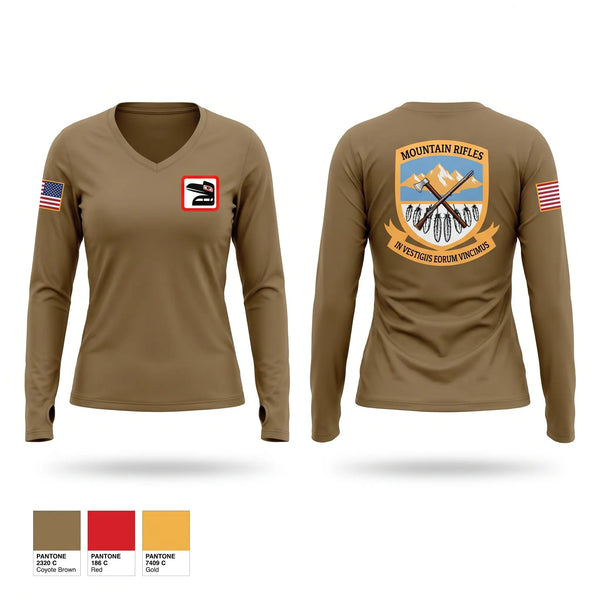 Womens Long Sleeve Vneck Shirt, 1-204th Infantry Regiment, National Guard, Teamtime, Team time, sublimation, custom sports apparel, team uniforms, spirit wear, spiritwear, sports uniforms, custom shirts, team store, custom team store, fundraiser sports, apparel fundraiser