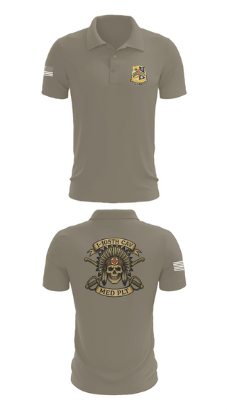 Short Sleeve Performance Polo, 1-105th cavalry, Army, Teamtime, Team time, sublimation, custom sports apparel, team uniforms, spirit wear, spiritwear, sports uniforms, custom shirts, team store, custom team store, fundraiser sports, apparel fundraiser