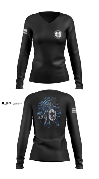 Womens Long Sleeve Vneck Shirt, Fairchild AFB Chiefs, Air Force, Teamtime, Team time, sublimation, custom sports apparel, team uniforms, spirit wear, spiritwear, sports uniforms, custom shirts, team store, custom team store, fundraiser sports, apparel fundraiser