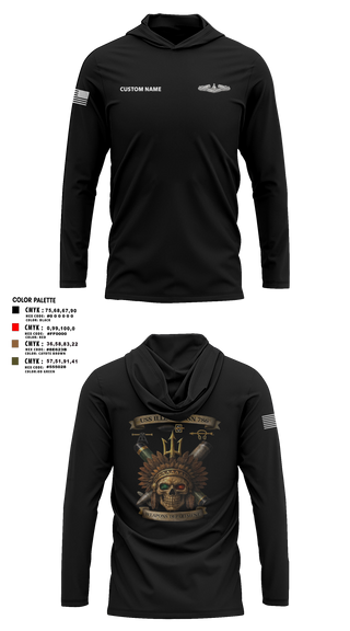 Long Sleeve Performance Shirt with hood, USS Illinois (SSN 786), , Teamtime, Team time, sublimation, custom sports apparel, team uniforms, spirit wear, spiritwear, sports uniforms, custom shirts, team store, custom team store, fundraiser sports, apparel fundraiser