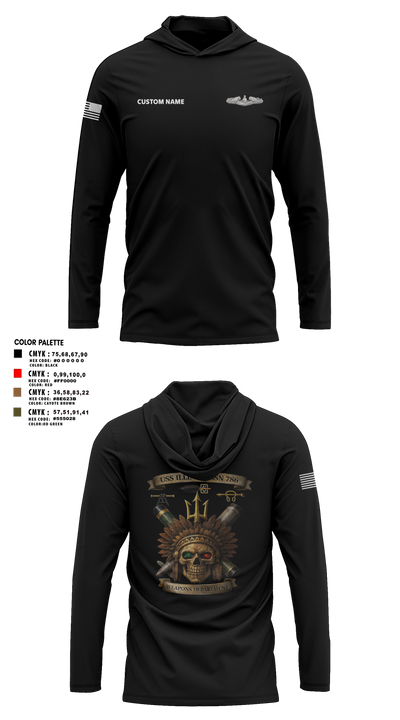 USS Illinois (SSN 786) 55868909 Long Sleeve Performance Shirt with hood - 54
