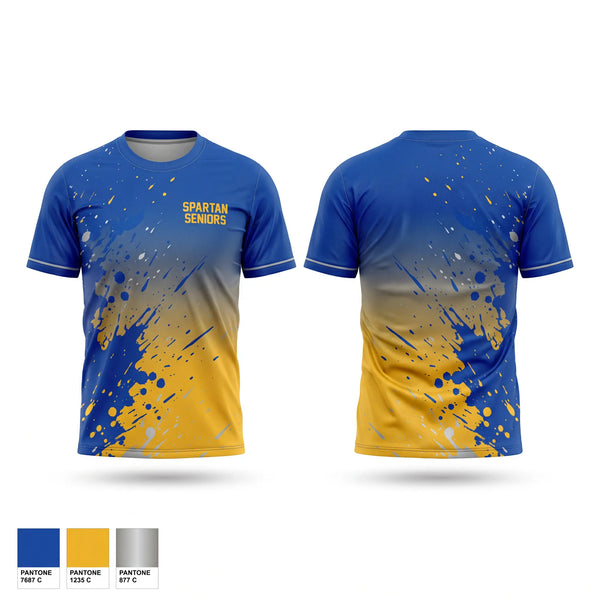 Soft Poly Tee Cotton Like Feel, Spartan Seniors, Cross Country, Teamtime, Team time, sublimation, custom sports apparel, team uniforms, spirit wear, spiritwear, sports uniforms, custom shirts, team store, custom team store, fundraiser sports, apparel fundraiser