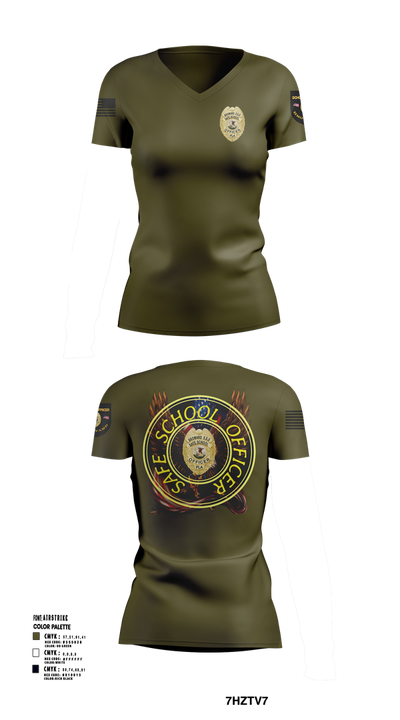 School officer 37316747 Women's Short Sleeve V-neck Shirt - 102