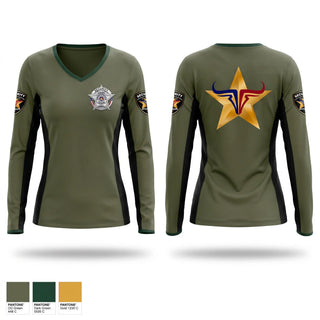 Womens Long Sleeve Vneck Shirt, Longhorn Protection Services LLC, , Teamtime, Team time, sublimation, custom sports apparel, team uniforms, spirit wear, spiritwear, sports uniforms, custom shirts, team store, custom team store, fundraiser sports, apparel fundraiser