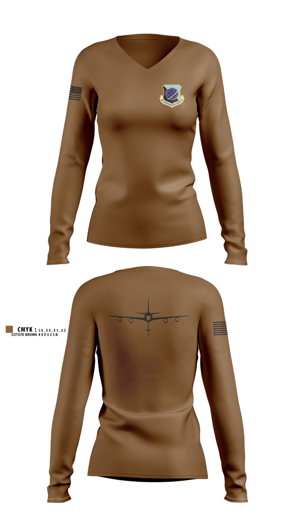 Womens Long Sleeve Vneck Shirt, 92 OG, Air Force, Teamtime, Team time, sublimation, custom sports apparel, team uniforms, spirit wear, spiritwear, sports uniforms, custom shirts, team store, custom team store, fundraiser sports, apparel fundraiser