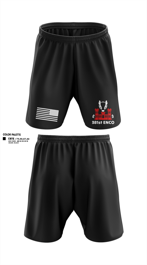 Athletic Shorts With Pockets, 381 EN CO, Army, Teamtime, Team time, sublimation, custom sports apparel, team uniforms, spirit wear, spiritwear, sports uniforms, custom shirts, team store, custom team store, fundraiser sports, apparel fundraiser