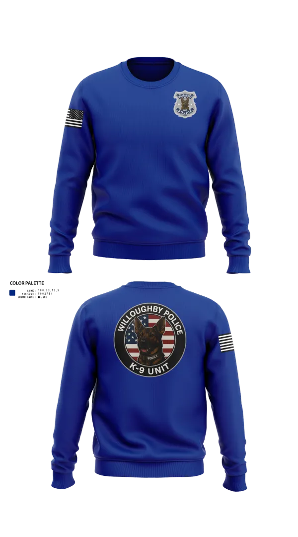 Crew Neck Sweatshirt, Willoughby Police K9 Unit, Police, Teamtime, Team time, sublimation, custom sports apparel, team uniforms, spirit wear, spiritwear, sports uniforms, custom shirts, team store, custom team store, fundraiser sports, apparel fundraiser