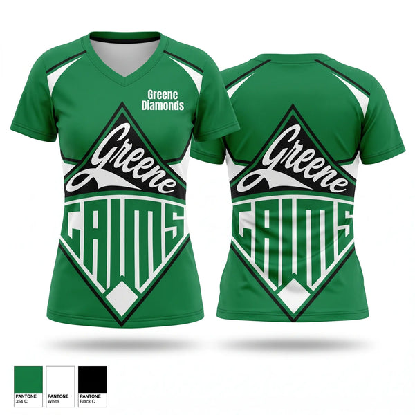 Womens Short Sleeve Vneck Shirt, Greene Diamonds, Softball, Teamtime, Team time, sublimation, custom sports apparel, team uniforms, spirit wear, spiritwear, sports uniforms, custom shirts, team store, custom team store, fundraiser sports, apparel fundraiser