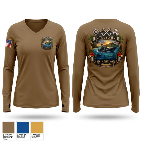 Womens Long Sleeve Vneck Shirt, LOGSU-8, Navy, Teamtime, Team time, sublimation, custom sports apparel, team uniforms, spirit wear, spiritwear, sports uniforms, custom shirts, team store, custom team store, fundraiser sports, apparel fundraiser