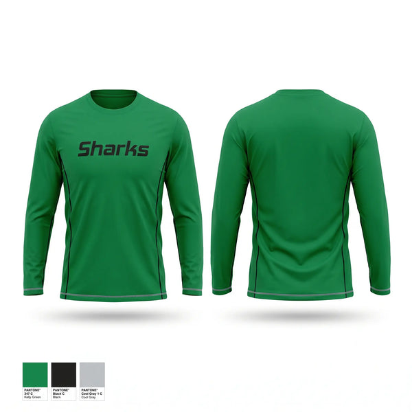 Long Sleeve Performance Shirt, Sharks, Men's Soccer, Teamtime, Team time, sublimation, custom sports apparel, team uniforms, spirit wear, spiritwear, sports uniforms, custom shirts, team store, custom team store, fundraiser sports, apparel fundraiser