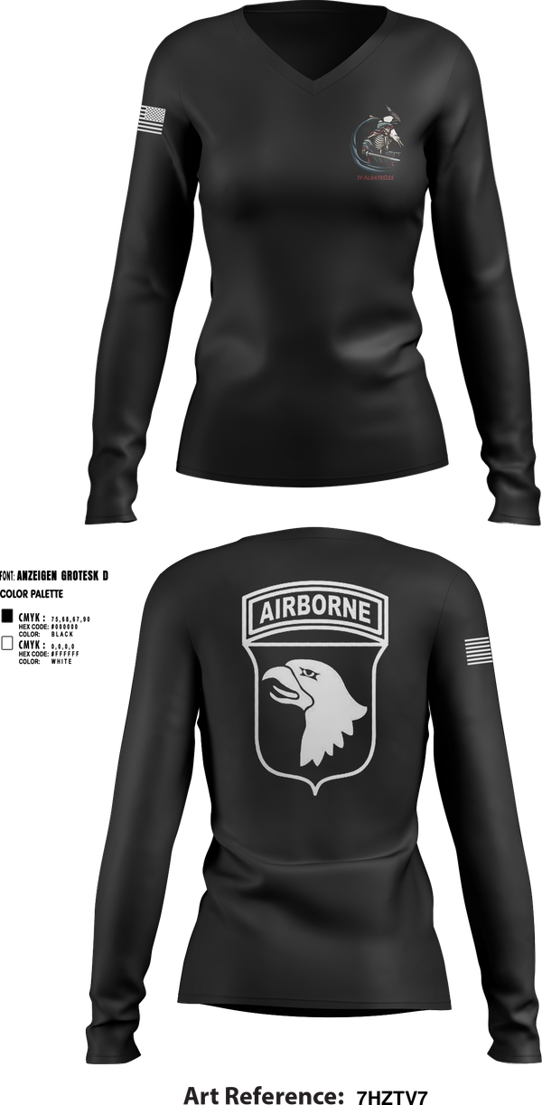 Womens Long Sleeve Vneck Shirt, 2nd Flt Platoon, B/101 Avn Regt, 101st ABN DIV, , Teamtime, Team time, sublimation, custom sports apparel, team uniforms, spirit wear, spiritwear, sports uniforms, custom shirts, team store, custom team store, fundraiser sports, apparel fundraiser