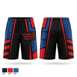 Athletic Shorts With Pockets, Milwaukee Area Safe Streets Task Force, Police, Teamtime, Team time, sublimation, custom sports apparel, team uniforms, spirit wear, spiritwear, sports uniforms, custom shirts, team store, custom team store, fundraiser sports, apparel fundraiser