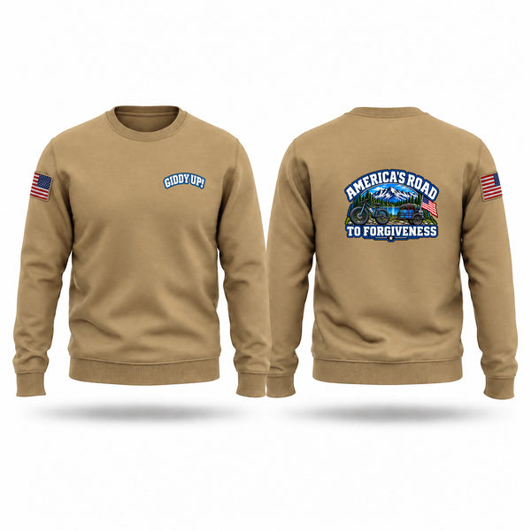 Crew Neck Sweatshirt, America’s Road to Forgiveness, Army, Teamtime, Team time, sublimation, custom sports apparel, team uniforms, spirit wear, spiritwear, sports uniforms, custom shirts, team store, custom team store, fundraiser sports, apparel fundraiser
