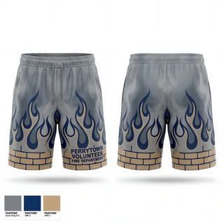 Athletic Shorts With Pockets, Perrytown Volunteer Fire Department, Fire Department, Teamtime, Team time, sublimation, custom sports apparel, team uniforms, spirit wear, spiritwear, sports uniforms, custom shirts, team store, custom team store, fundraiser sports, apparel fundraiser