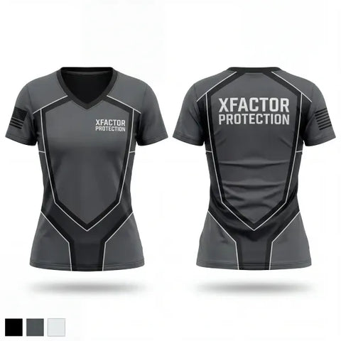 Womens Short Sleeve Vneck Shirt, XFACTOR PROTECTION, Police, Teamtime, Team time, sublimation, custom sports apparel, team uniforms, spirit wear, spiritwear, sports uniforms, custom shirts, team store, custom team store, fundraiser sports, apparel fundraiser