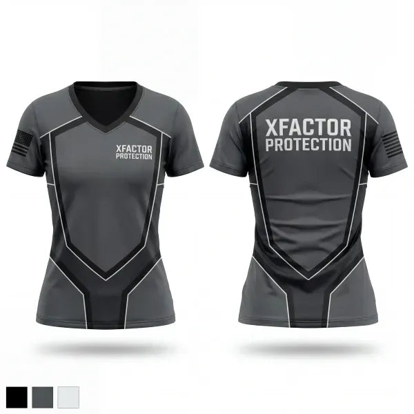 Womens Short Sleeve Vneck Shirt, XFACTOR PROTECTION, Police, Teamtime, Team time, sublimation, custom sports apparel, team uniforms, spirit wear, spiritwear, sports uniforms, custom shirts, team store, custom team store, fundraiser sports, apparel fundraiser