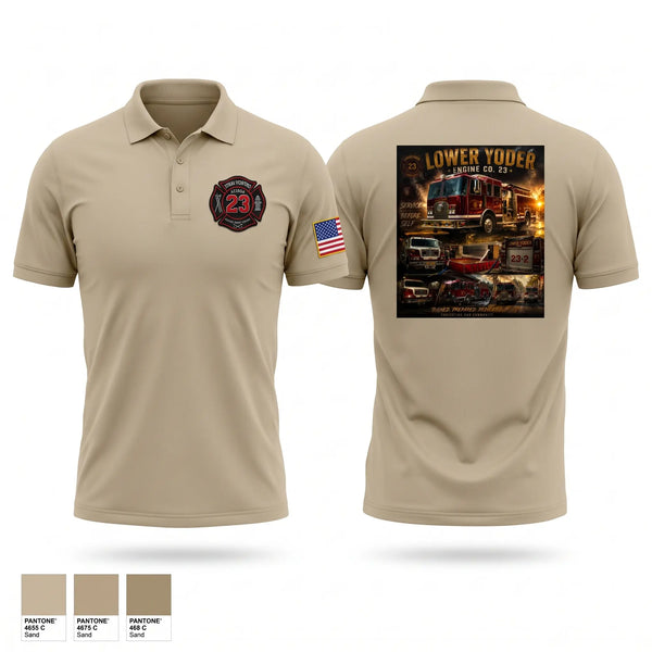Short Sleeve Performance Polo, Lower Yoder fire, Fire Department, Teamtime, Team time, sublimation, custom sports apparel, team uniforms, spirit wear, spiritwear, sports uniforms, custom shirts, team store, custom team store, fundraiser sports, apparel fundraiser