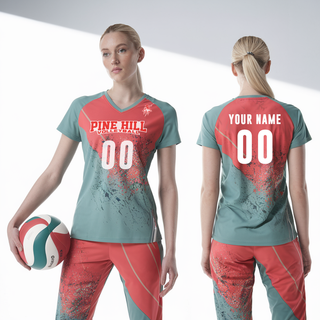 Womens Short Sleeve Vneck Shirt, Pine Hill High School Volleyball, Women's Volleyball, Teamtime, Team time, sublimation, custom sports apparel, team uniforms, spirit wear, spiritwear, sports uniforms, custom shirts, team store, custom team store, fundraiser sports, apparel fundraiser