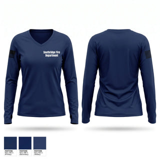 Womens Long Sleeve Vneck Shirt, Southridge Fire Department, Fire Department, Teamtime, Team time, sublimation, custom sports apparel, team uniforms, spirit wear, spiritwear, sports uniforms, custom shirts, team store, custom team store, fundraiser sports, apparel fundraiser