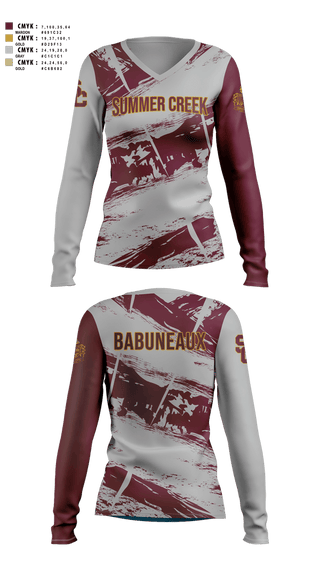 Womens Long Sleeve Vneck Shirt, Summer Creek High School Bowling, Bowling, Teamtime, Team time, sublimation, custom sports apparel, team uniforms, spirit wear, spiritwear, sports uniforms, custom shirts, team store, custom team store, fundraiser sports, apparel fundraiser