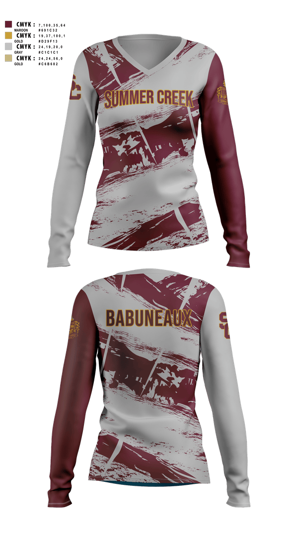 Womens Long Sleeve Vneck Shirt, Summer Creek High School Bowling, Bowling, Teamtime, Team time, sublimation, custom sports apparel, team uniforms, spirit wear, spiritwear, sports uniforms, custom shirts, team store, custom team store, fundraiser sports, apparel fundraiser