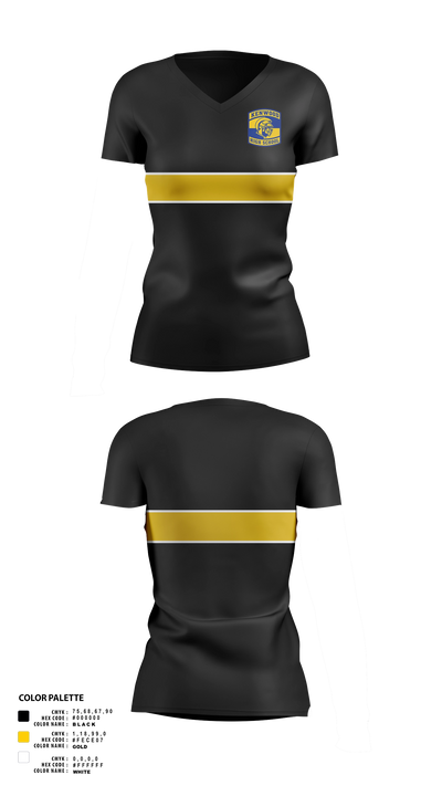 The Black Knights 53401039 Women's Short Sleeve V-neck Shirt - 21