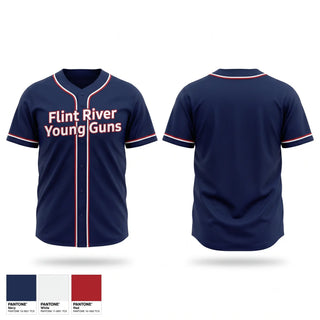 Full Button Baseball Jersey, Flint River Young Guns, Baseball, Teamtime, Team time, sublimation, custom sports apparel, team uniforms, spirit wear, spiritwear, sports uniforms, custom shirts, team store, custom team store, fundraiser sports, apparel fundraiser