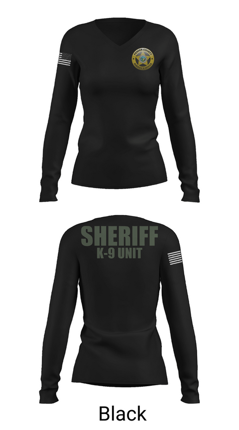 Womens Long Sleeve Vneck Shirt, Pender County Sheriff’s Office K9, Police, Teamtime, Team time, sublimation, custom sports apparel, team uniforms, spirit wear, spiritwear, sports uniforms, custom shirts, team store, custom team store, fundraiser sports, apparel fundraiser