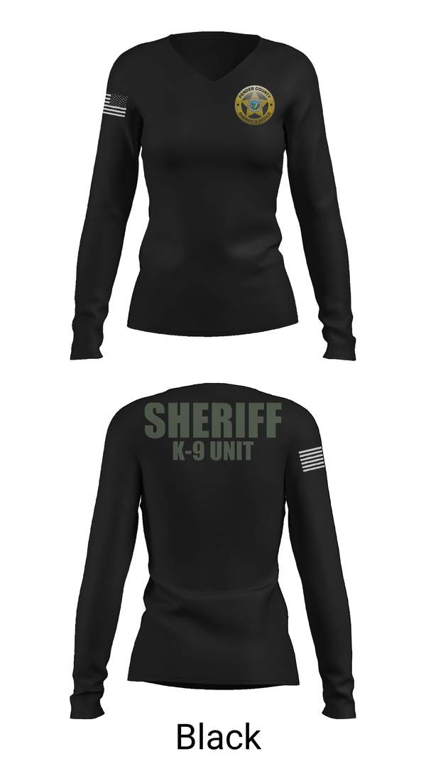 Womens Long Sleeve Vneck Shirt, Pender County Sheriff’s Office K9, Police, Teamtime, Team time, sublimation, custom sports apparel, team uniforms, spirit wear, spiritwear, sports uniforms, custom shirts, team store, custom team store, fundraiser sports, apparel fundraiser