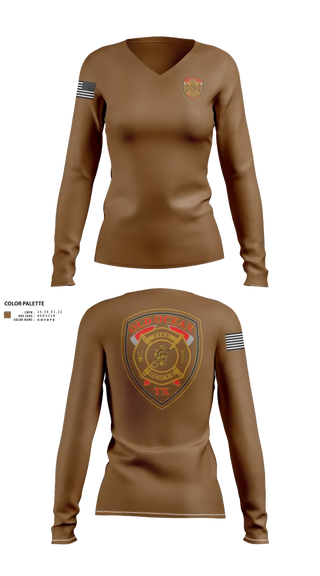 Womens Long Sleeve Vneck Shirt, Old Ocean Fire Department, Fire Department, Teamtime, Team time, sublimation, custom sports apparel, team uniforms, spirit wear, spiritwear, sports uniforms, custom shirts, team store, custom team store, fundraiser sports, apparel fundraiser