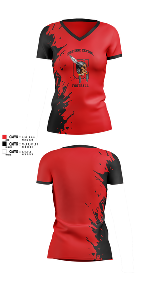 Womens Short Sleeve Vneck Shirt, Cheyenne Central, , Teamtime, Team time, sublimation, custom sports apparel, team uniforms, spirit wear, spiritwear, sports uniforms, custom shirts, team store, custom team store, fundraiser sports, apparel fundraiser