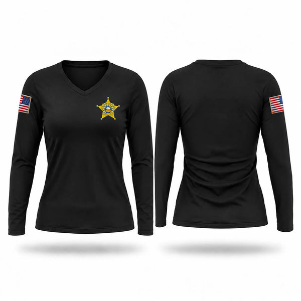 Womens Long Sleeve Vneck Shirt, Seneca County Sheriff’s Office, Police, Teamtime, Team time, sublimation, custom sports apparel, team uniforms, spirit wear, spiritwear, sports uniforms, custom shirts, team store, custom team store, fundraiser sports, apparel fundraiser