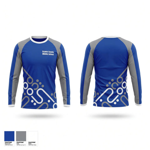 Long Sleeve Performance Shirt, Graves County Middle School, Cheer, Teamtime, Team time, sublimation, custom sports apparel, team uniforms, spirit wear, spiritwear, sports uniforms, custom shirts, team store, custom team store, fundraiser sports, apparel fundraiser