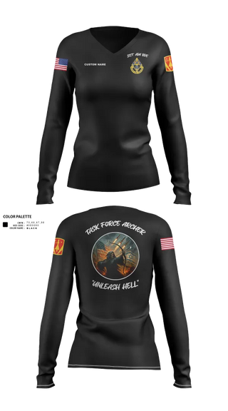 Womens Long Sleeve Vneck Shirt, HHB, 31st ADA BDE, , Teamtime, Team time, sublimation, custom sports apparel, team uniforms, spirit wear, spiritwear, sports uniforms, custom shirts, team store, custom team store, fundraiser sports, apparel fundraiser