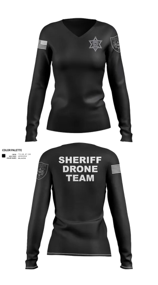 Womens Long Sleeve Vneck Shirt, Fayette County Sheriff WV, Police, Teamtime, Team time, sublimation, custom sports apparel, team uniforms, spirit wear, spiritwear, sports uniforms, custom shirts, team store, custom team store, fundraiser sports, apparel fundraiser