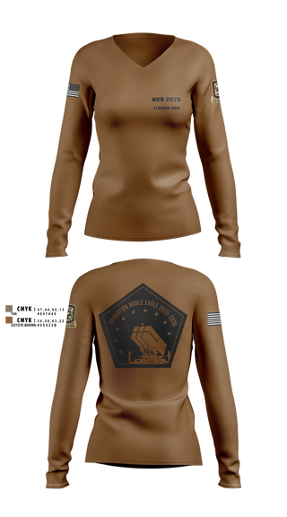 Womens Long Sleeve Vneck Shirt, 1/204th ADA, , Teamtime, Team time, sublimation, custom sports apparel, team uniforms, spirit wear, spiritwear, sports uniforms, custom shirts, team store, custom team store, fundraiser sports, apparel fundraiser
