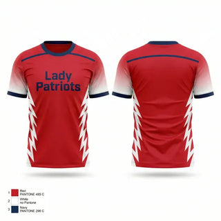 Soft Poly Tee Cotton Like Feel, Lady Patriots, Softball, Teamtime, Team time, sublimation, custom sports apparel, team uniforms, spirit wear, spiritwear, sports uniforms, custom shirts, team store, custom team store, fundraiser sports, apparel fundraiser
