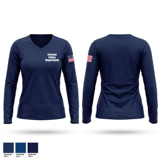 Womens Long Sleeve Vneck Shirt, Everson Police Department, Police, Teamtime, Team time, sublimation, custom sports apparel, team uniforms, spirit wear, spiritwear, sports uniforms, custom shirts, team store, custom team store, fundraiser sports, apparel fundraiser