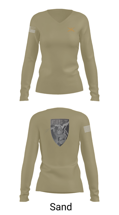 Womens Long Sleeve Vneck Shirt, HHB 113th FA / FIST, , Teamtime, Team time, sublimation, custom sports apparel, team uniforms, spirit wear, spiritwear, sports uniforms, custom shirts, team store, custom team store, fundraiser sports, apparel fundraiser