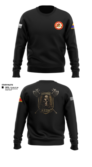 Crew Neck Sweatshirt, E Trp, 6-1 CAV, Army, Teamtime, Team time, sublimation, custom sports apparel, team uniforms, spirit wear, spiritwear, sports uniforms, custom shirts, team store, custom team store, fundraiser sports, apparel fundraiser