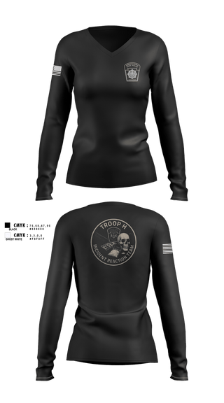 Womens Long Sleeve Vneck Shirt, IRT, Police, Teamtime, Team time, sublimation, custom sports apparel, team uniforms, spirit wear, spiritwear, sports uniforms, custom shirts, team store, custom team store, fundraiser sports, apparel fundraiser