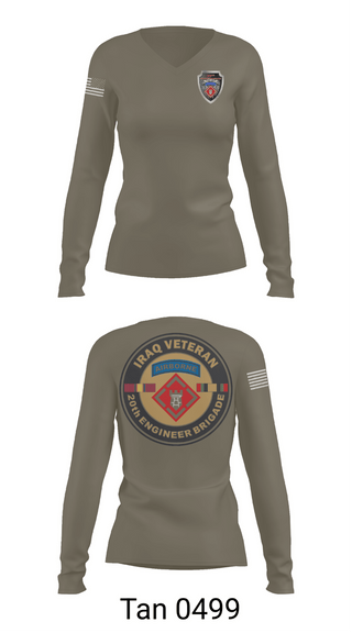 Womens Long Sleeve Vneck Shirt, 20th Airborne Engineer, Army, Teamtime, Team time, sublimation, custom sports apparel, team uniforms, spirit wear, spiritwear, sports uniforms, custom shirts, team store, custom team store, fundraiser sports, apparel fundraiser