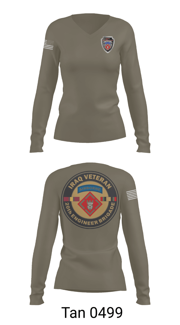 Womens Long Sleeve Vneck Shirt, 20th Airborne Engineer, Army, Teamtime, Team time, sublimation, custom sports apparel, team uniforms, spirit wear, spiritwear, sports uniforms, custom shirts, team store, custom team store, fundraiser sports, apparel fundraiser