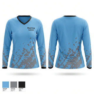 Womens Long Sleeve Vneck Shirt, Roaring Lions, Men's Soccer, Teamtime, Team time, sublimation, custom sports apparel, team uniforms, spirit wear, spiritwear, sports uniforms, custom shirts, team store, custom team store, fundraiser sports, apparel fundraiser