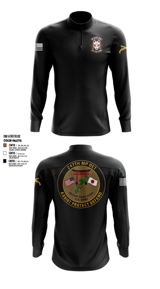 Quarter Zip Jacket, 247TH Military Police Detachment, Army, Teamtime, Team time, sublimation, custom sports apparel, team uniforms, spirit wear, spiritwear, sports uniforms, custom shirts, team store, custom team store, fundraiser sports, apparel fundraiser