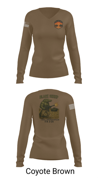 Womens Long Sleeve Vneck Shirt, 4th Assault Amphibian Battalion, Company B, , Teamtime, Team time, sublimation, custom sports apparel, team uniforms, spirit wear, spiritwear, sports uniforms, custom shirts, team store, custom team store, fundraiser sports, apparel fundraiser